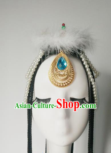 Chinese Traditional Classical Dance Hair Accessories Zang Nationality Dance Headwear for Women