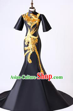 Chinese Traditional Phoenix Pattern Full Dress Compere Chorus Costume for Women