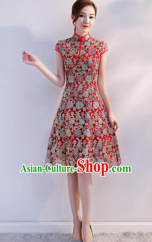 Traditional Ancient Chinese Young Women Cheongsam Dress Republic of China Tangsuit Stand Collar Blouse Dress Tang Suit Clothing