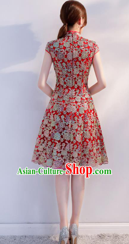 Traditional Ancient Chinese Young Women Cheongsam Dress Republic of China Tangsuit Stand Collar Blouse Dress Tang Suit Clothing