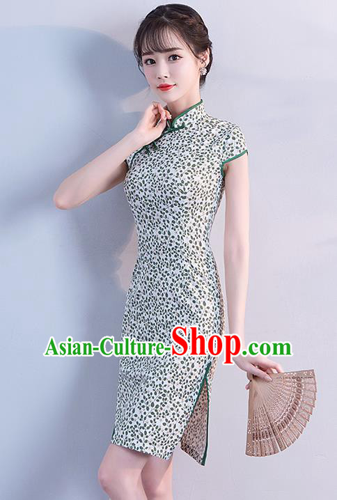 Chinese Traditional Qipao Dress Short Cheongsam Compere Costume for Women