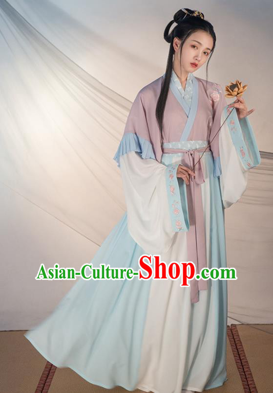 Chinese Traditional Jin Dynasty Princess Costume Ancient Swordswoman Embroidered Clothing for Women