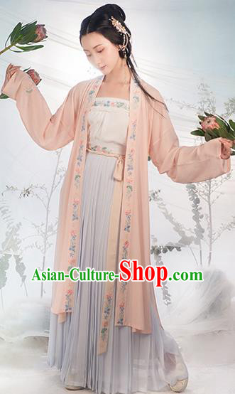 Traditional Chinese Song Dynasty Costumes Ancient Fairy Embroidered Hanfu Dress for Women