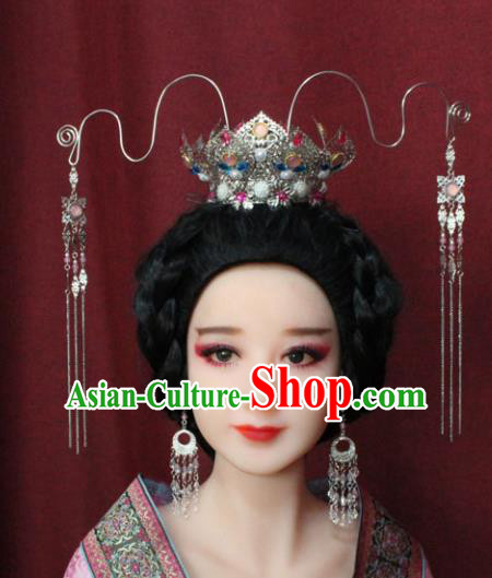 Chinese Traditional Handmade Hair Accessories Colorful Lotus Phoenix Coronet Hairpins for Women