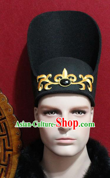 Chinese Traditional Prince Hair Accessories Ancient Tang Dynasty Chancellor Black Hat for Men