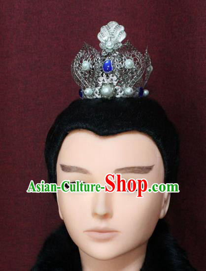 Chinese Traditional Swordsman Hair Accessories Ancient Han Dynasty Prince Lotus Hairdo Crown for Men