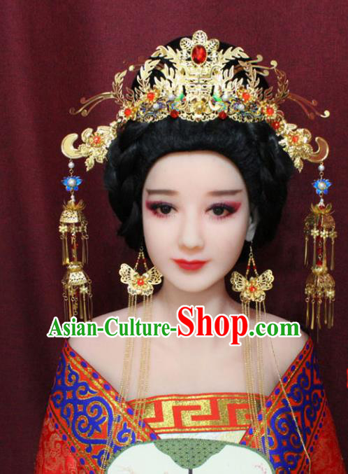 Chinese Traditional Handmade Hair Accessories Ancient Phoenix Coronet Hairpins for Women