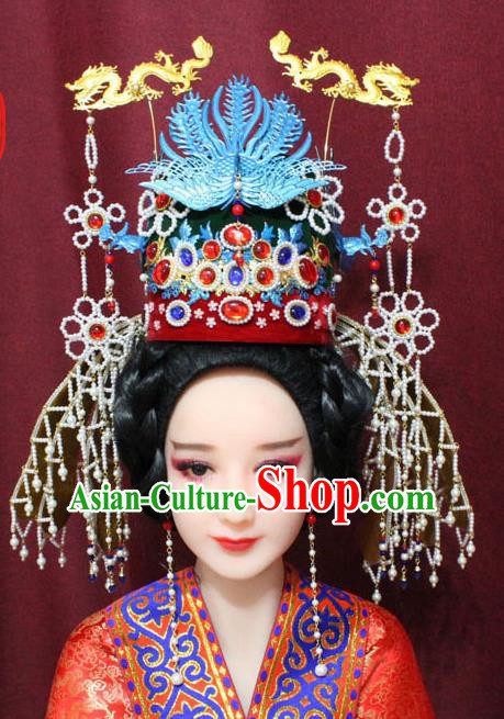 Chinese Traditional Handmade Hair Accessories Ancient Ming Dynasty Queen Phoenix Coronet Hairpins for Women