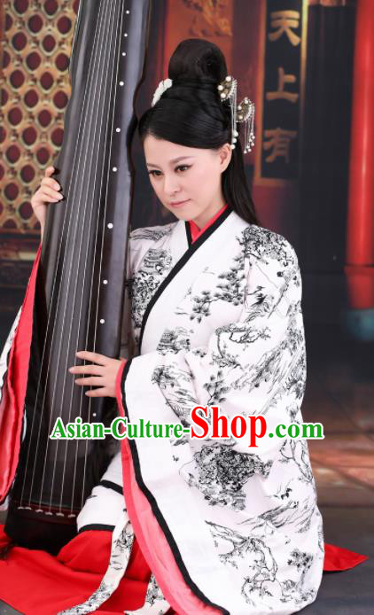 Chinese Ancient Han Dynasty Palace Lady Hanfu Dress Rich Women Embroidered Costumes