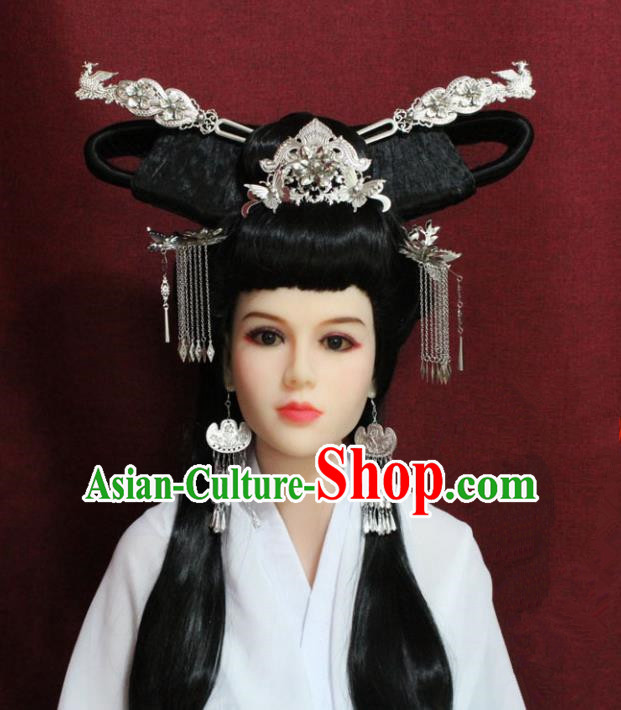 Chinese Handmade Phoenix Coronet Hairpins Ancient Peri Hair Accessories for Women