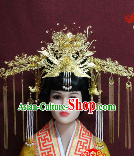 Chinese Handmade Palace Queen Hairpins Ancient Bride Phoenix Coronet Hair Accessories for Women