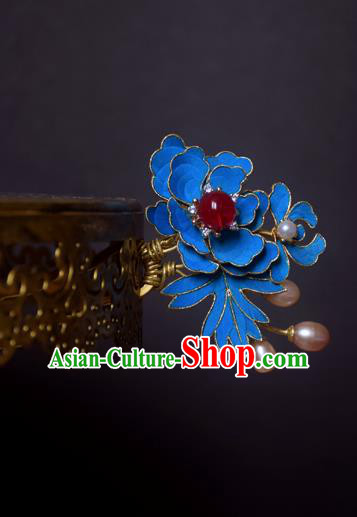 Chinese Handmade Princess Hanfu Hairpins Blueing Hair Clip Ancient Hair Accessories for Women