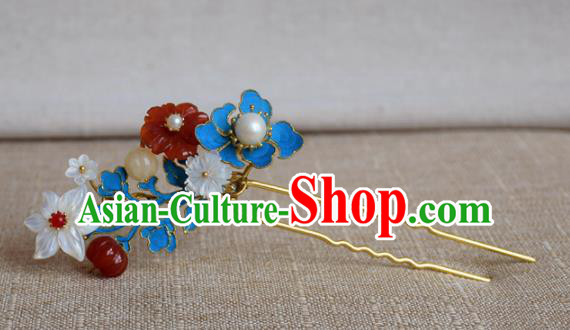 Chinese Qing Dynasty Flowers Hairpins Hair Accessories Ancient Handmade Hanfu Hair Clip for Women