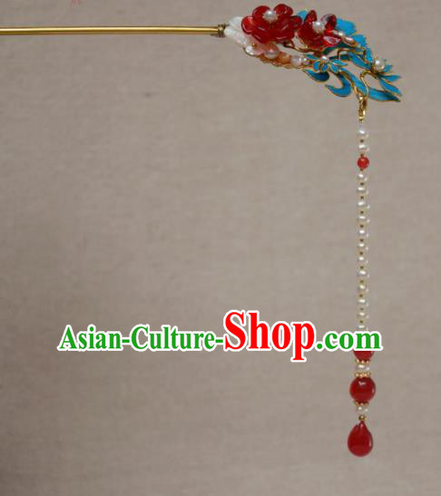 Chinese Qing Dynasty Palace Tassel Hairpins Hair Accessories Ancient Handmade Hanfu Hair Clip for Women