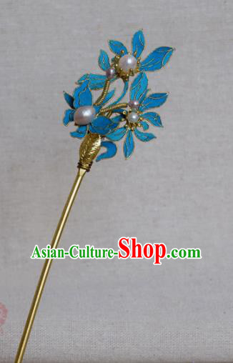 Chinese Handmade Qing Dynasty Palace Pearls Hairpins Hair Accessories Ancient Hanfu Hair Clip for Women