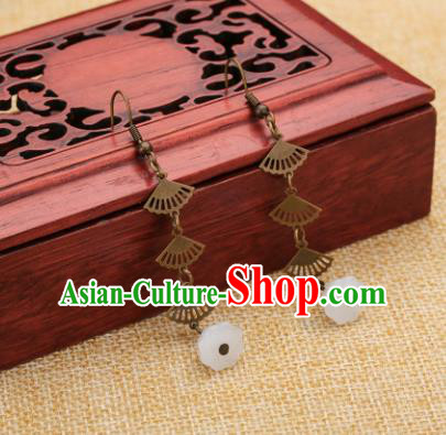 Asian Chinese Traditional Jewelry Accessories Hanfu White Lotus Seedpod Earrings for Women