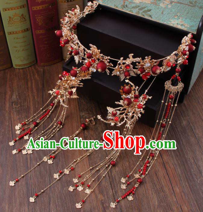 Chinese Ancient Bride Hair Accessories Classical Hair Clasp Hanfu Handmade Hairpins for Women