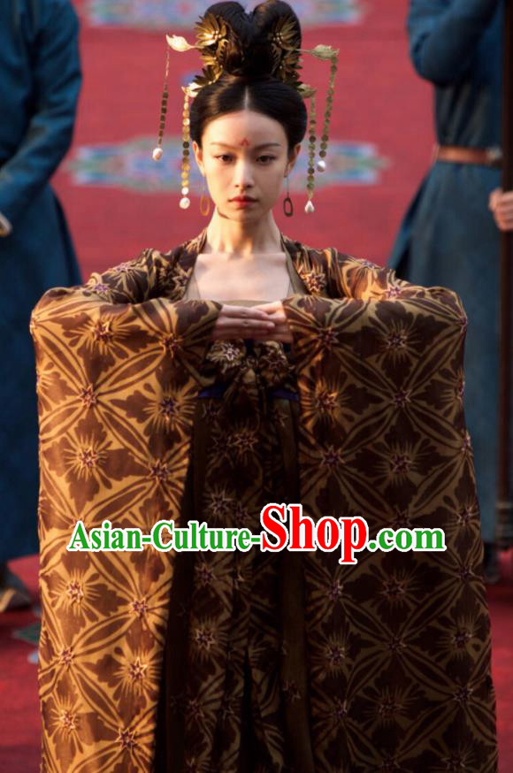 Ancient Drama The Rise of Phoenixes Queen Hanfu Dress Chinese Tang Dynasty Empress Costumes and Headpiece for Women