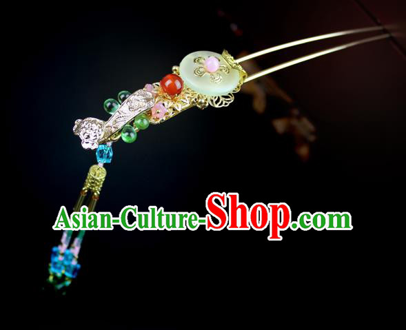 Chinese Ancient Handmade Hanfu Tassel Hair Clip Ebony Hairpins Hair Accessories for Women