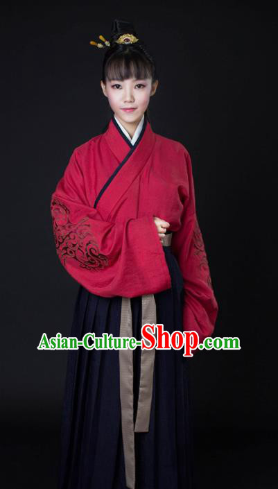 Top Grade Chinese Ancient Young Lady Costumes Han Dynasty Swordswoman Hanfu Dress for Women