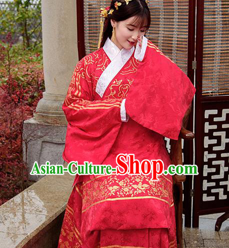 Chinese Ancient Palace Lady Hanfu Han Dynasty Imperial Concubine Queen Embroidered Costumes