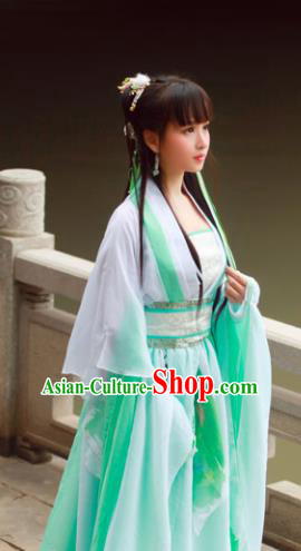 Chinese Ancient Cosplay Princess Costumes Traditional Tang Dynasty Green Hanfu Dress for Women