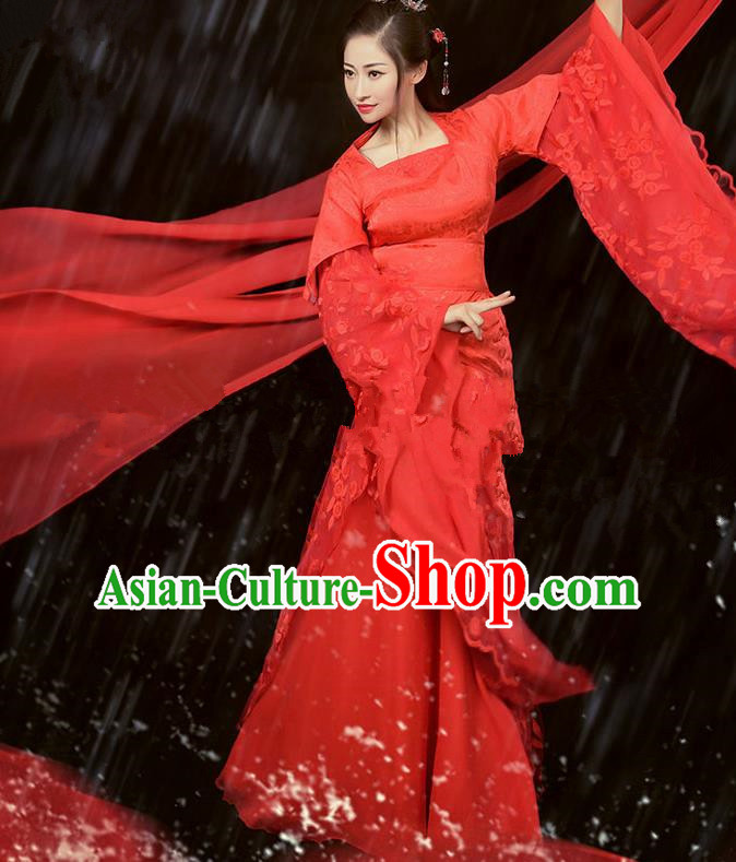 Chinese Ancient Cosplay Peri Costumes Traditional Tang Dynasty Princess Red Hanfu Dress for Women