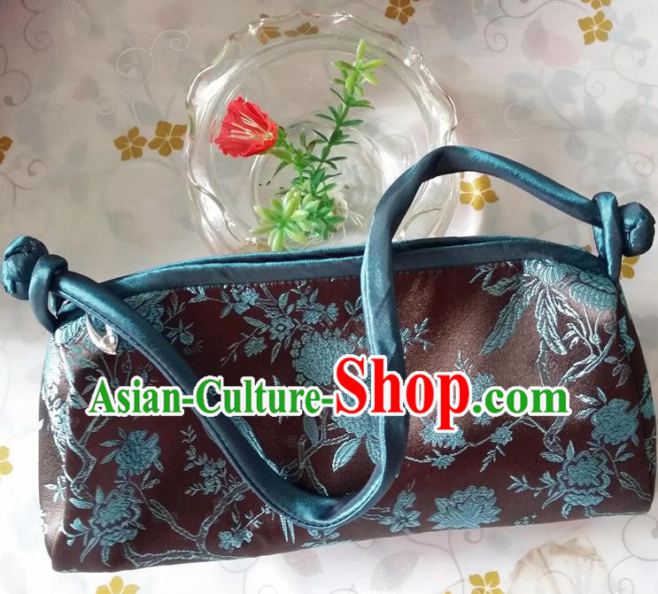 Traditional Chinese Brocade Bag Black Silk Handbag for Women