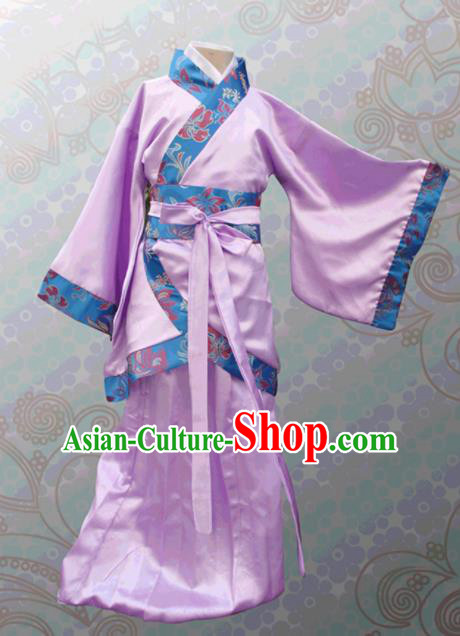 Chinese Ancient Fairy Lilac Hanfu Dress Han Dynasty Princess Costume for Kids