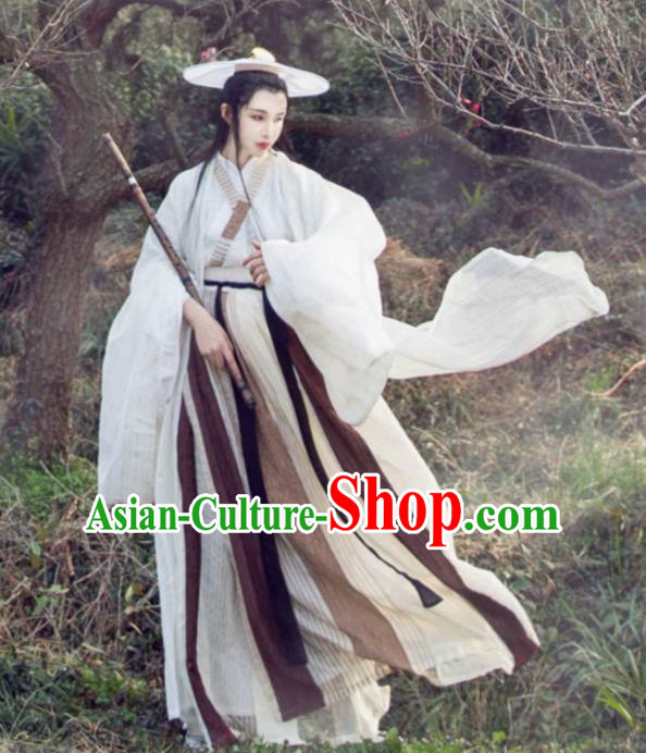 Chinese Ancient Swordsman Costumes Traditional Jin Dynasty Hanfu Dress for Women