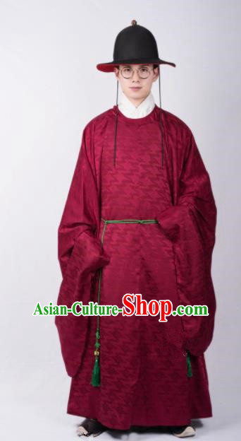 Chinese Ancient Swordsman Red Robe Traditional Ming Dynasty Imperial Bodyguard Costumes for Men
