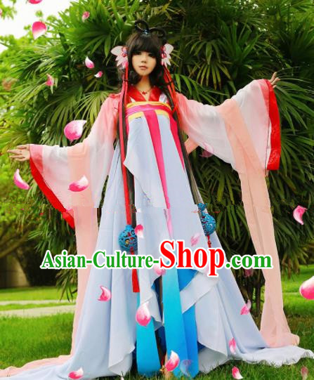 Chinese Ancient Cosplay Peri Goddess Hanfu Dress Traditional Tang Dynasty Princess Costume for Women