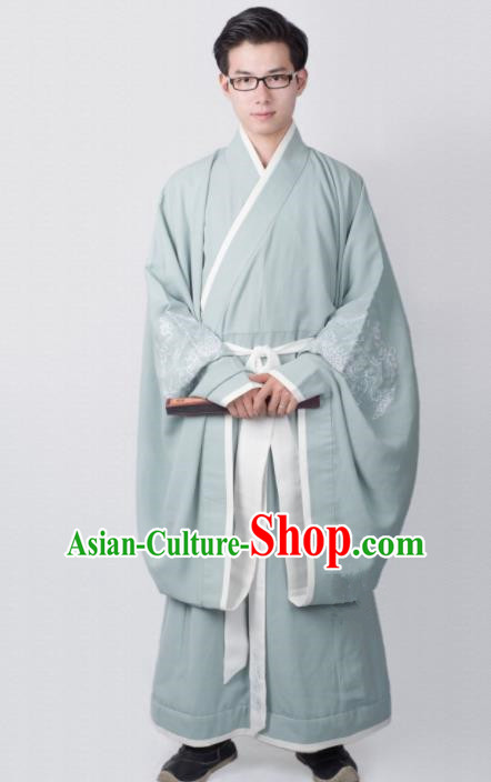 Chinese Ancient Minister Green Clothing Traditional Han Dynasty Chancellor Costume for Men
