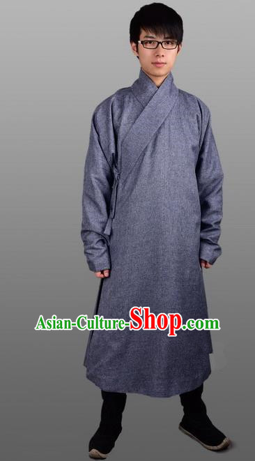 Chinese Ancient Traditional Ming Dynasty Swordsman Costumes Grey Robe for Men