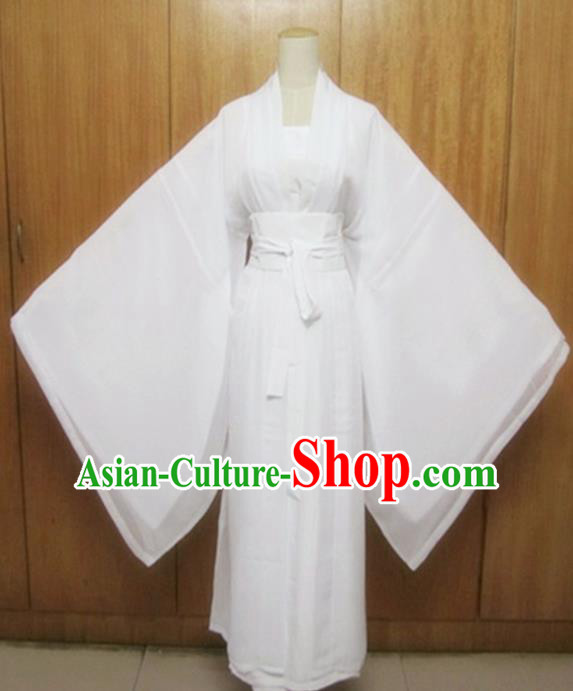 Traditional Chinese Tang Dynasty Costume Ancient Princess White Hanfu Dress for Women
