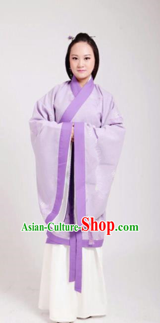 Traditional Chinese Han Dynasty Princess Costume Ancient Peri Embroidered Purple Hanfu Dress for Women