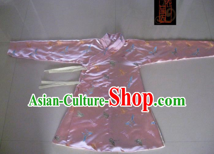 Traditional Chinese Ming Dynasty Costume Ancient Princess Embroidered Butterfly Pink Blouse for Women