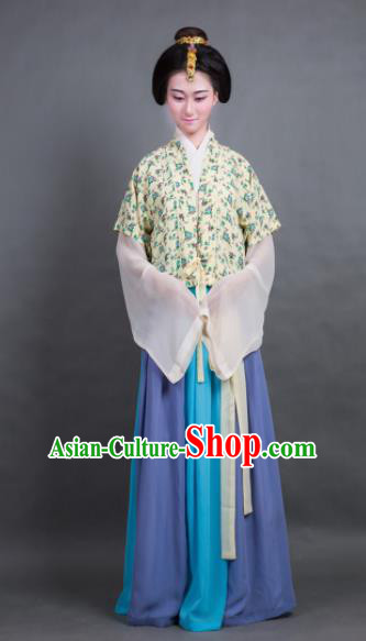 Traditional Chinese Tang Dynasty Young Lady Costume Ancient Hanfu Dress for Poor Women