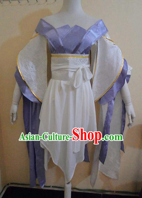 Asian Chinese Cosplay Female Swordsman Purple Costume Ancient Young Lady Clothing for Women