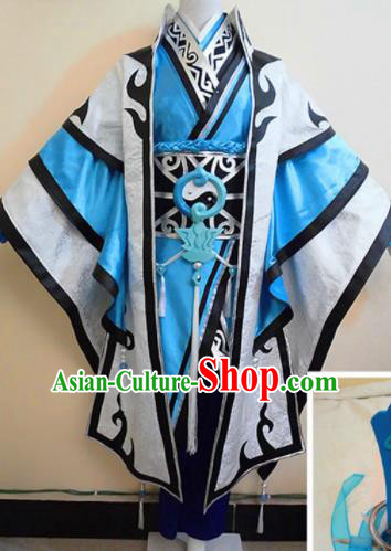 Asian Chinese Cosplay Taoist Customized Costume Ancient Swordsman Clothing for Men
