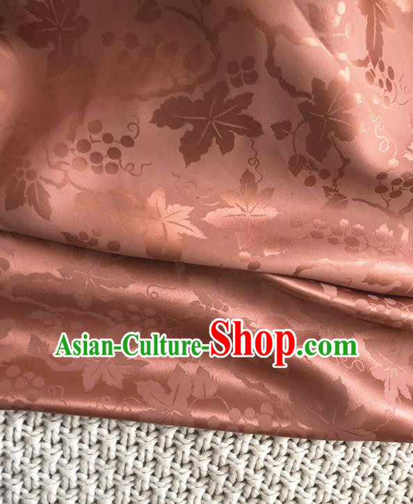 Asian Chinese Traditional Fabric Classical Grape Pattern Pink Brocade Cheongsam Cloth Silk Fabric