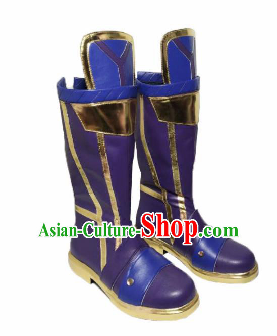 Asian Chinese Cosplay Alchemist Shoes Cartoon Fairy Princess Purple Boots for Women