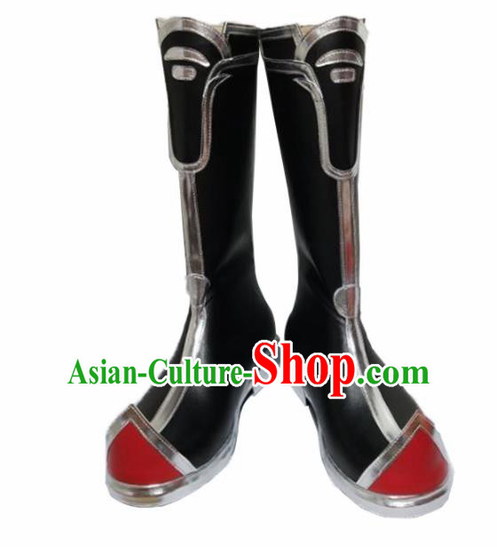 Asian Chinese Cosplay Shoes Cartoon Swordsman Black Boots for Men
