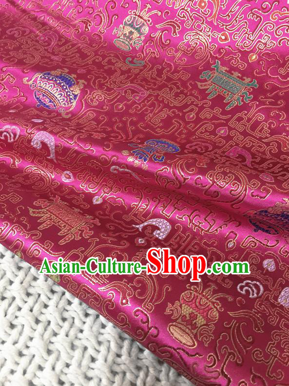 Asian Chinese Traditional Rosy Silk Fabric Royal Pattern Brocade Cheongsam Cloth Silk Fabric