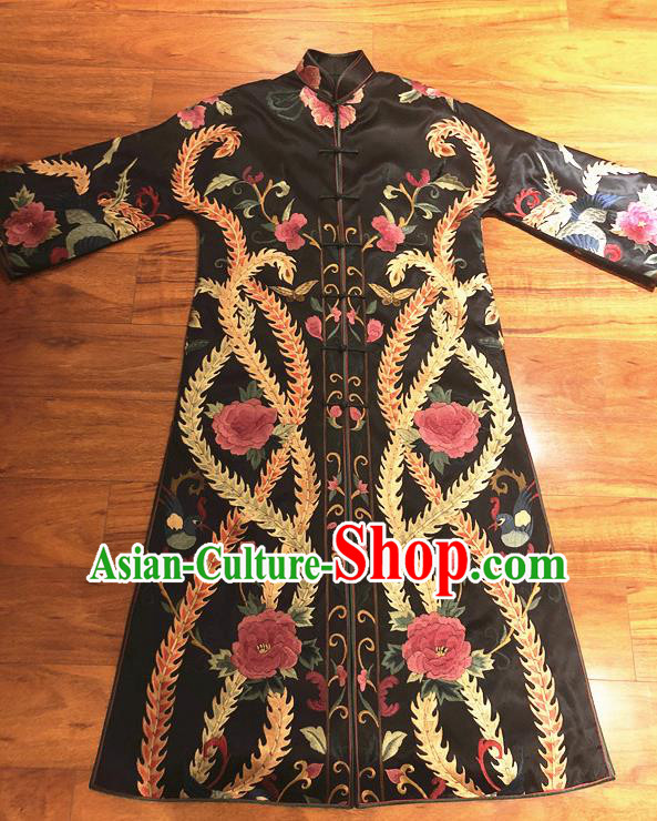 Traditional Chinese Handmade Costume Tang Suit Embroidered Peony Coat for Women