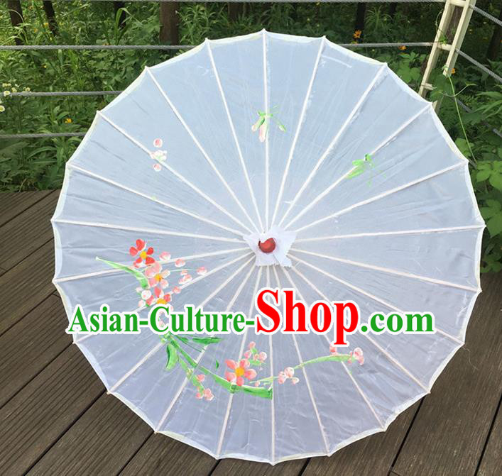 Traditional Chinese Folk Dance Umbrella White Oil-Paper Umbrella for Women