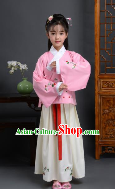 Chinese Ming Dynasty Nobility Lady Costume Ancient Peri Hanfu Dress for Kids