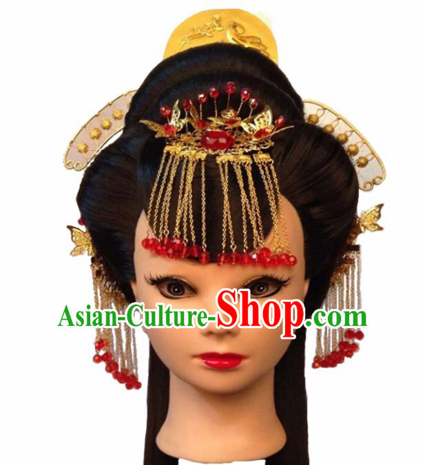 Chinese Ancient Imperial Consort Hair Accessories Beijing Opera Palace Lady Hairpins and Wigs for Women