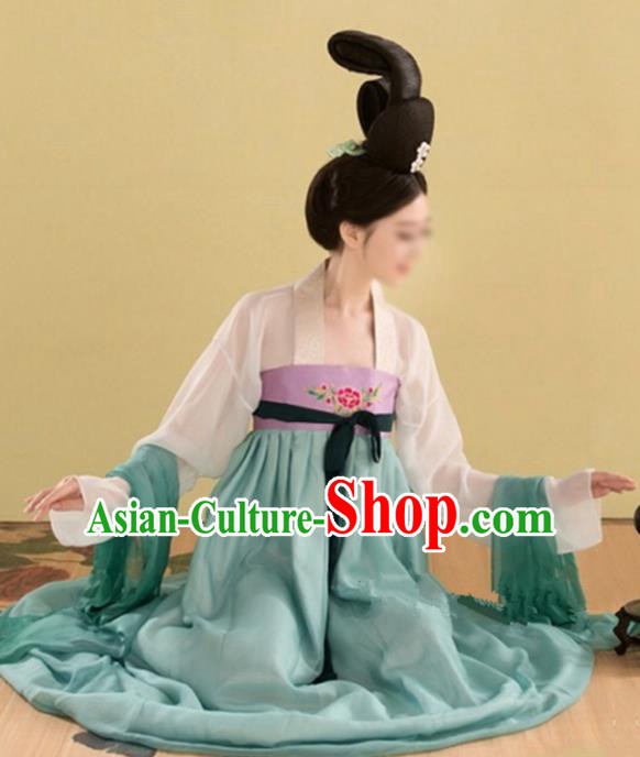 Chinese Tang Dynasty Princess Embroidered Costume Ancient Fairy Hanfu Dress for Women