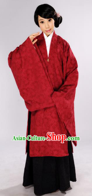 Chinese Traditional Ming Dynasty Countess Red Hanfu Dress Ancient Maidenform Costumes for Women